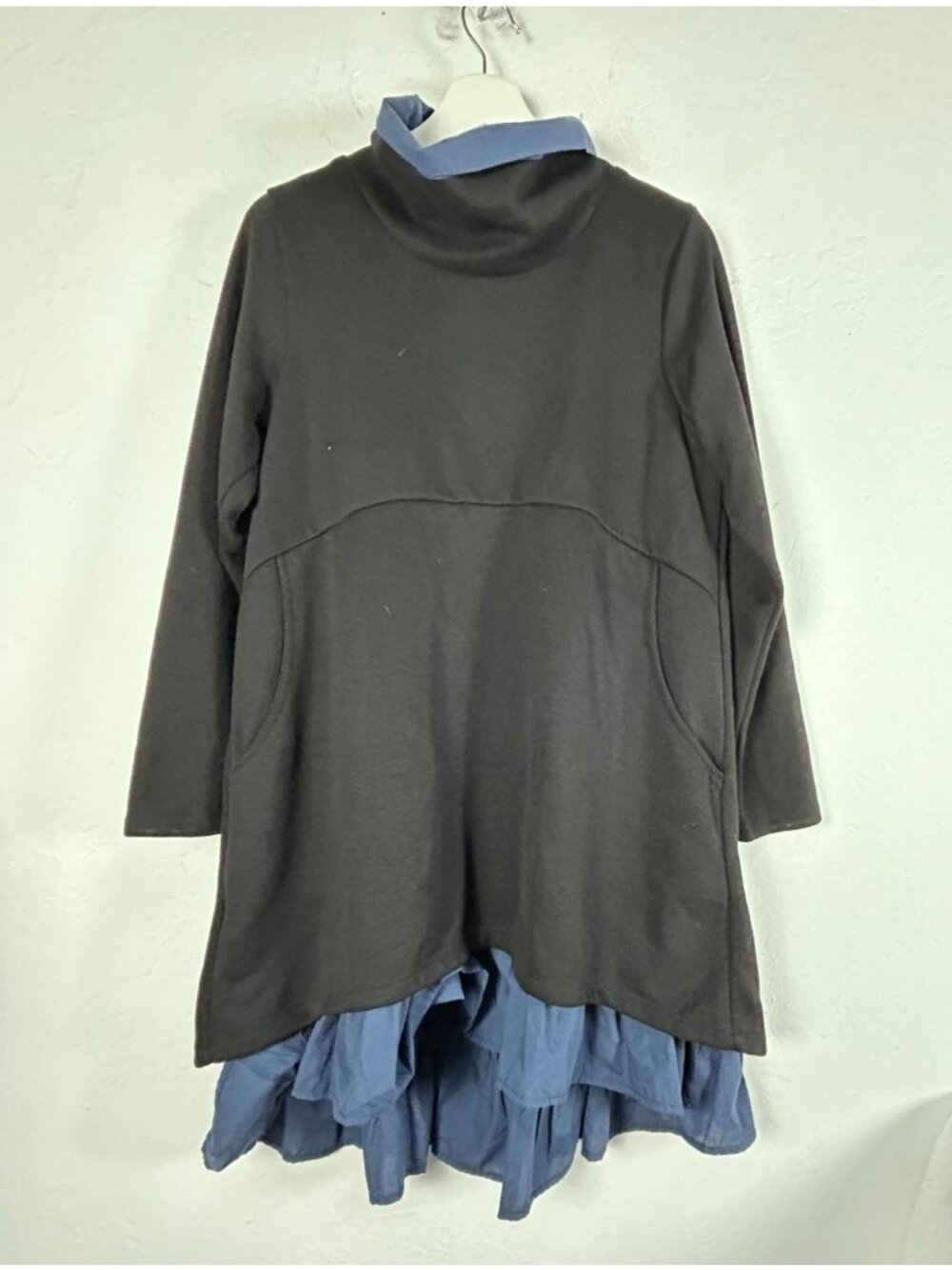 Mordenmiss Womens Turtleneck Sweatshirt Dress Long Sleeve Tunic Small Black Blue